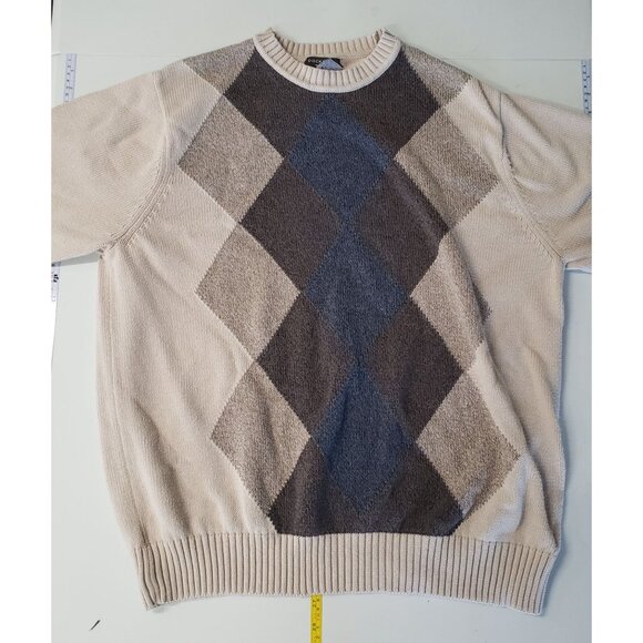 Dockers Argyle Crewneck Sweater Beige Size XL Mens Cotton Preppy Classic Casual - Picture 4 of 6